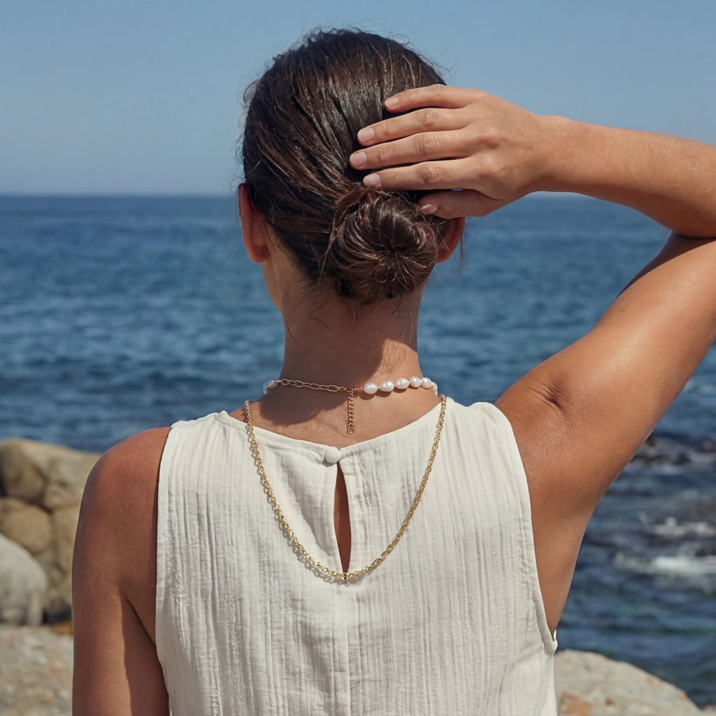 Golden Pearl Layers Necklace